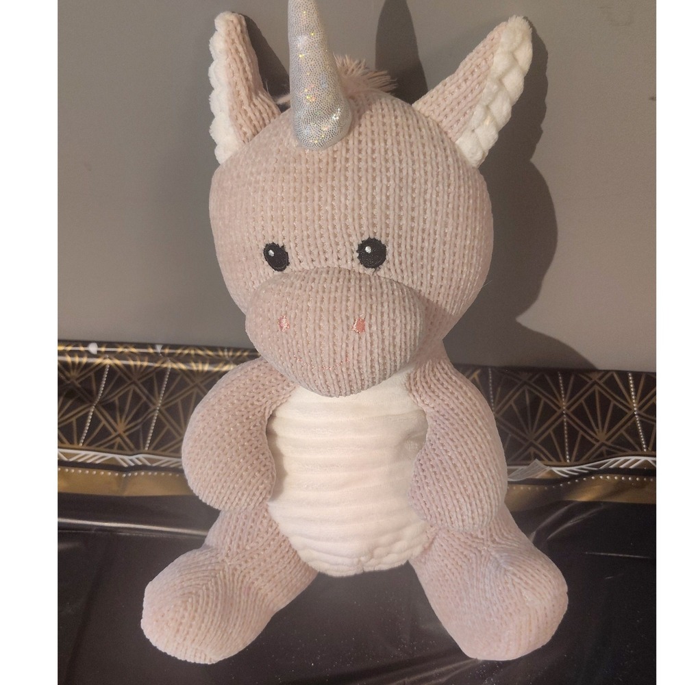 Spark‎ Create Imagine Knit Unicorn Plush Shimmer Horn Pink Tan Stuffed Animal